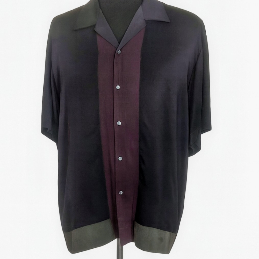Stylish Vintage Black, Plum, and Gray Casual Button Down Shirt